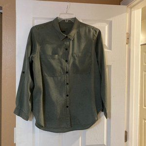 Olive Green Universal Thread Button Down Blouse Size L